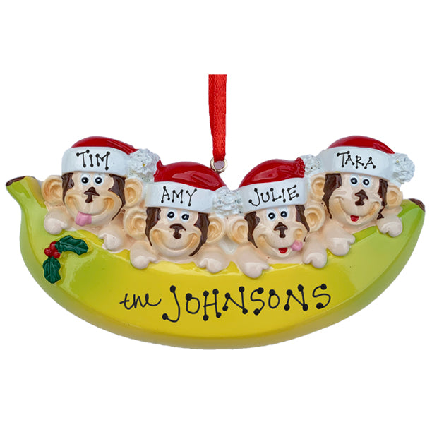 Monkey Family Personalized Ornament  GSM Pers Orn Family of 4  