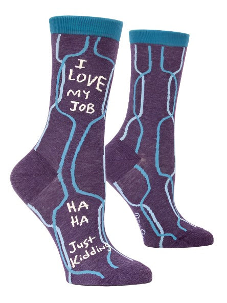 I Love My Job Women's Crew Socks  Blue Q   