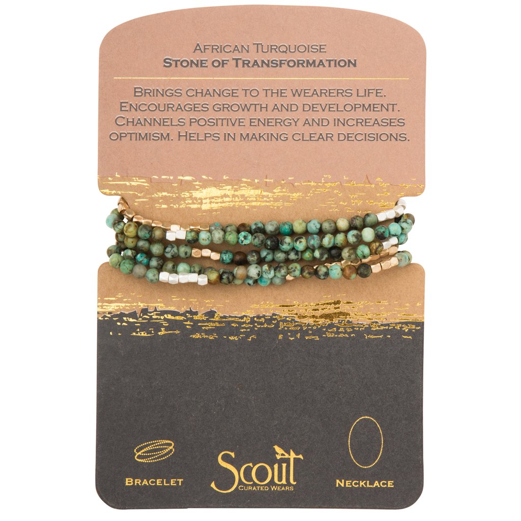 African Turquoise Stone Wrap Bracelet/Necklace  Scout Curated Wears   