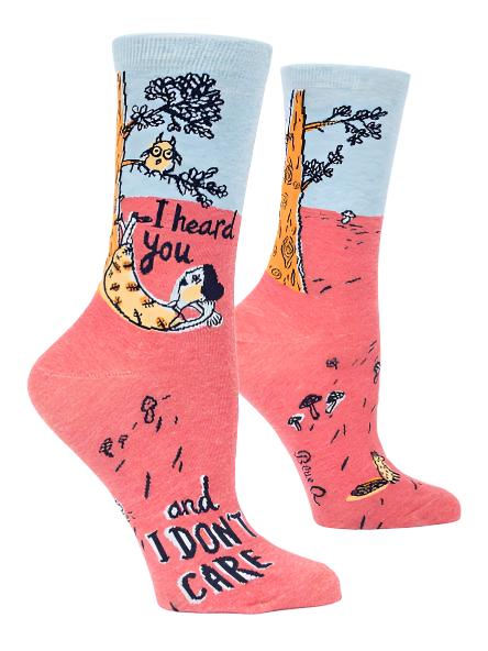 I Heard You And I Don't Care Women's Crew Socks  Blue Q   