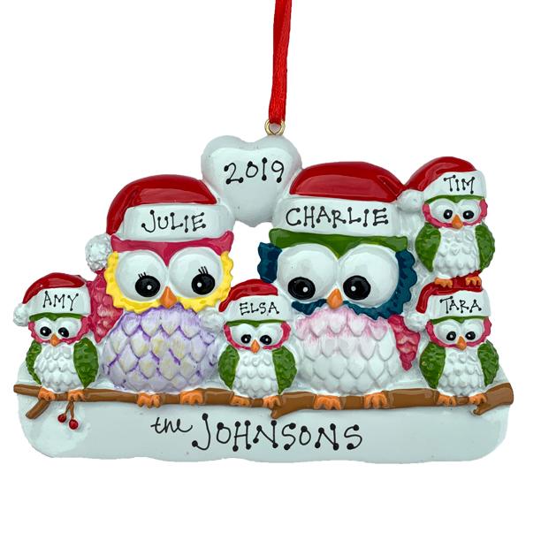 Owl Family Personalized Ornament  GSM Pers Orn Family of 6  