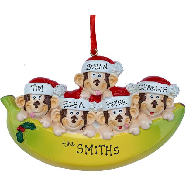 Monkey Family Personalized Ornament  GSM Pers Orn Family of 5  