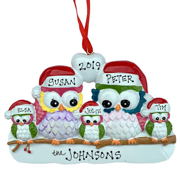 Owl Family Personalized Ornament  GSM Pers Orn Family of 5  