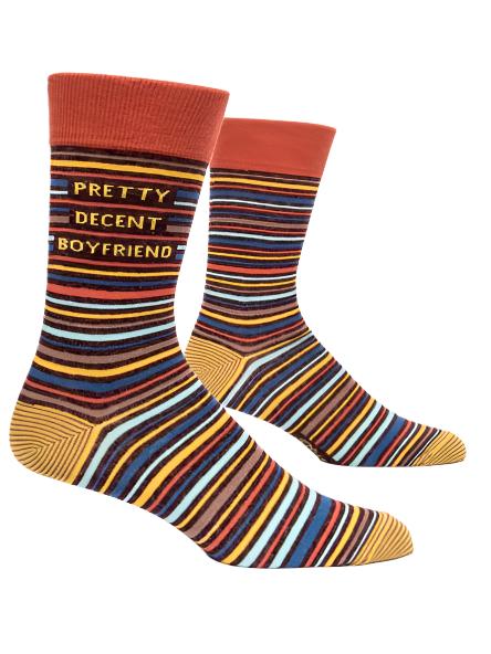 Pretty Decent Boyfriend Men's Crew Socks  Blue Q   