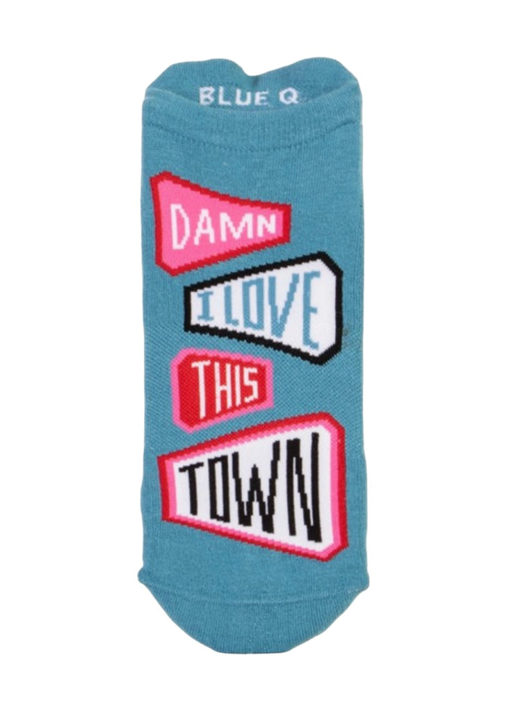 Damn I Love This Town Sneaker Socks  Blue Q   