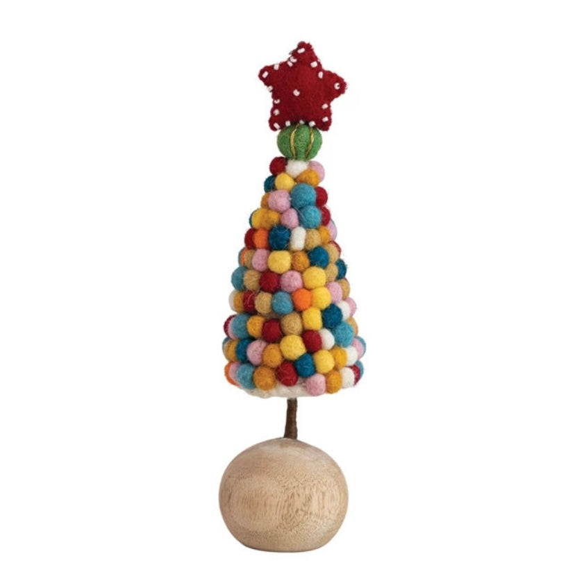 Beaded Star & Pom Pom Felt Tree  Creative Co-Op   