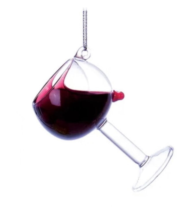 Wine Glass Personalized Ornament  Kurt Adler Red Wine -Short Bowl  