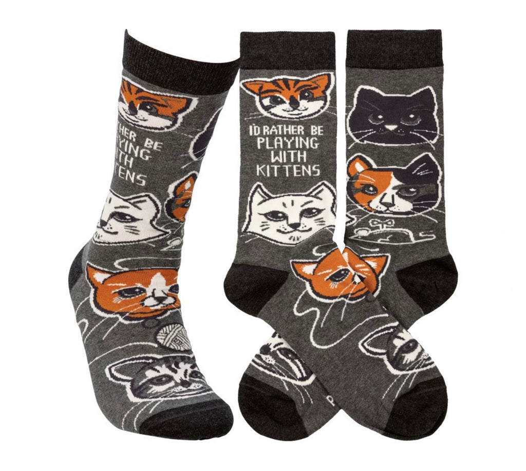 I'd Rather Be Playing With Kittens Socks  Primitives by Kathy   