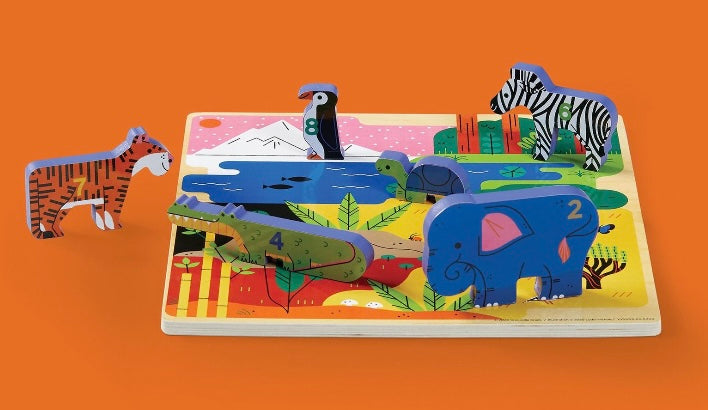 123 Zoo Stacking Wood Puzzle  Crocodile Creek   