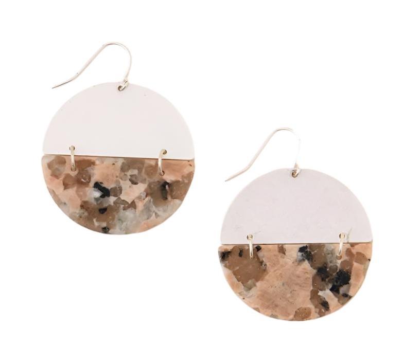 Stone Full Moon Earrings-Rhodonite  Scout Curated Wears Silver  