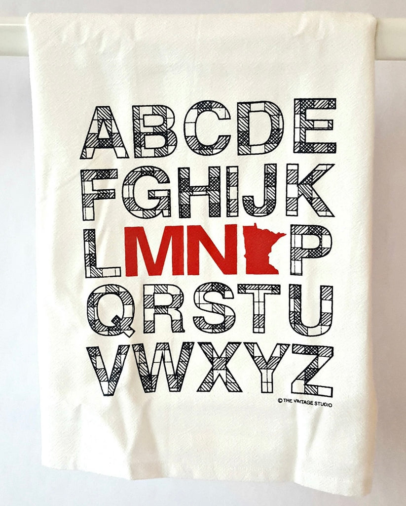 MN Alphabet Flour Sack Towel  Homespun Goods   