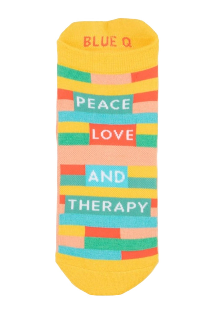 Peace Love & Therapy Sneaker Socks  Blue Q   