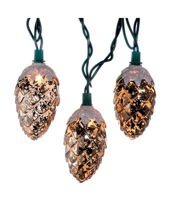 Mercury Glass Pinecone Light Set  Kurt Adler   