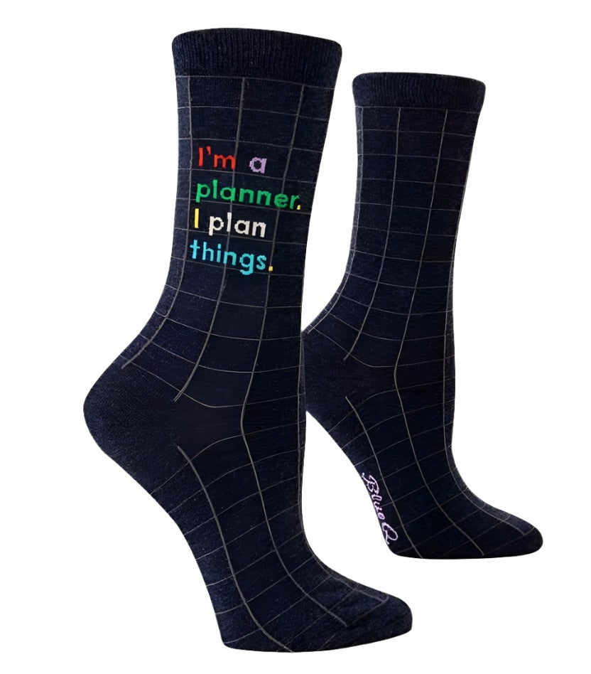 I'm a Planner Socks  Blue Q   