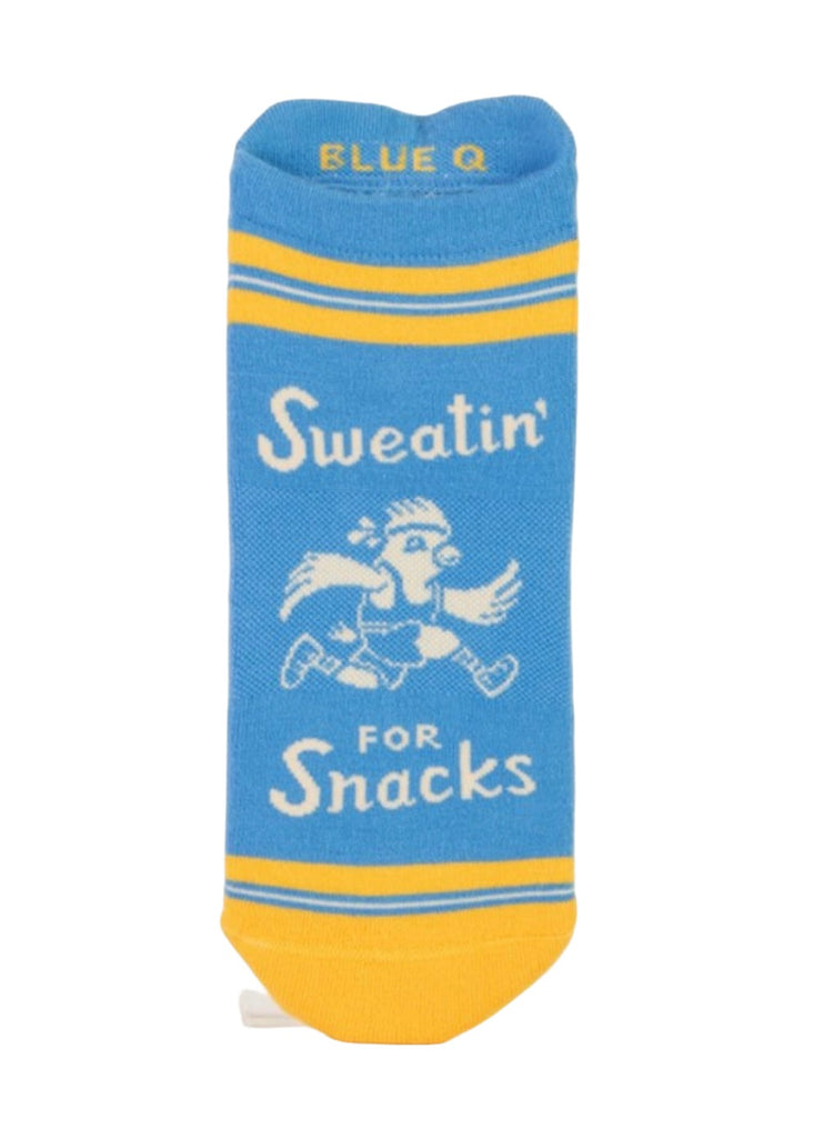 Sweatin' For Snacks Sneaker Socks  Blue Q   