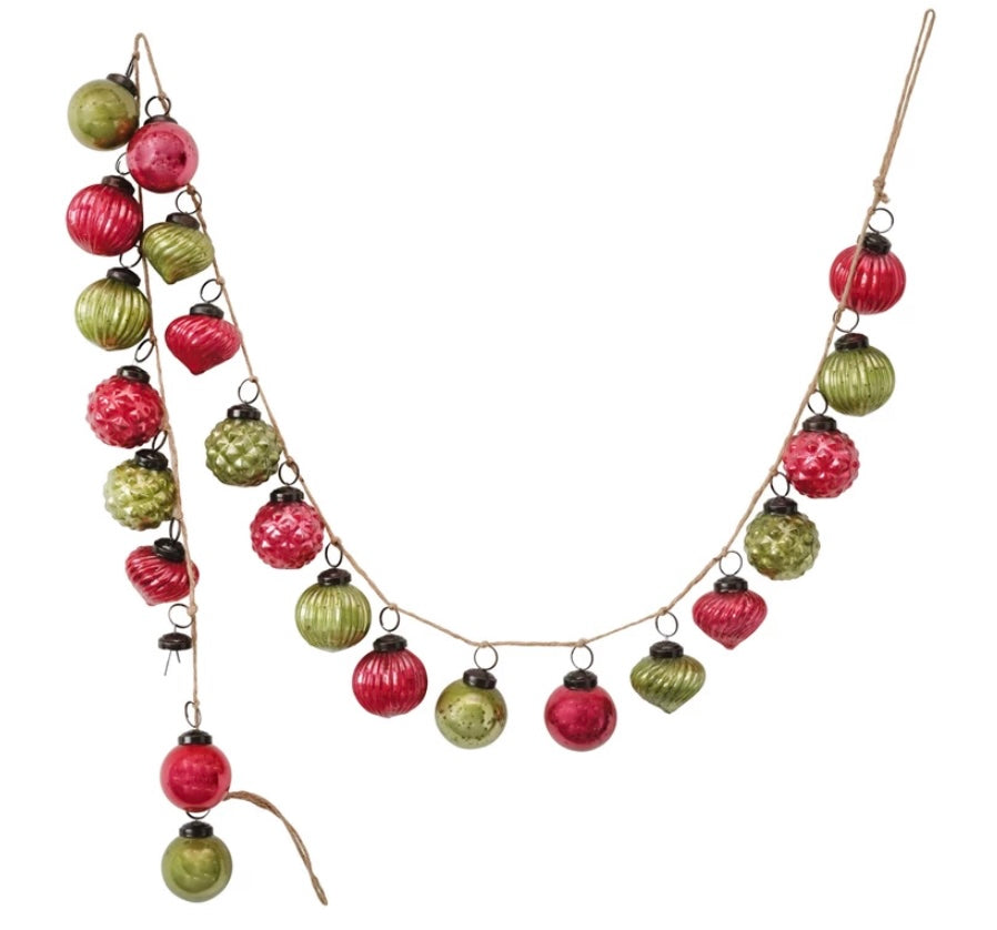 Mercury Glass Ornament Garlands  Creative Co-Op Red and Green  