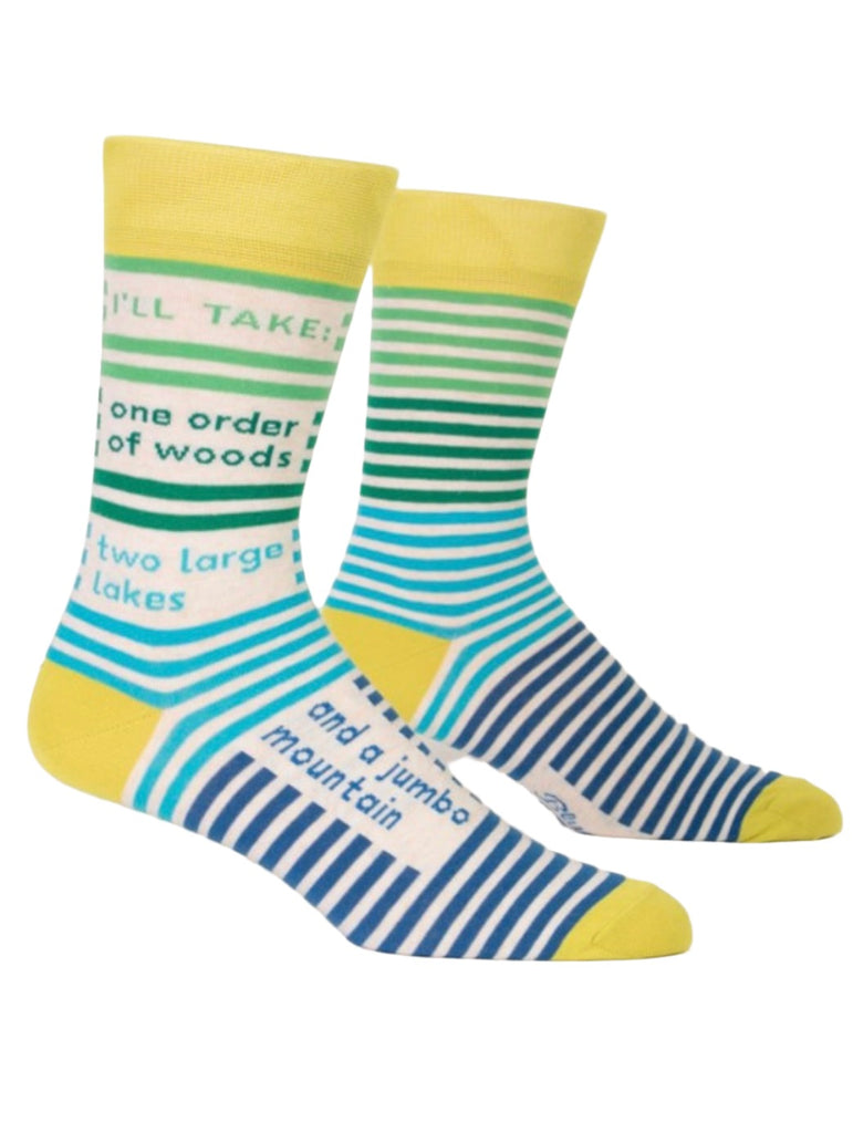 I'll Take One Order of Woods...Men's Crew Socks  Blue Q   