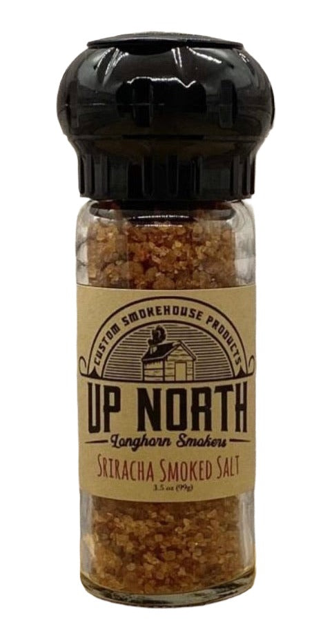 Smoked Sea Salt Grinders I’m  Up North Longhorn Sriracha Smoked Himalayan Salt  