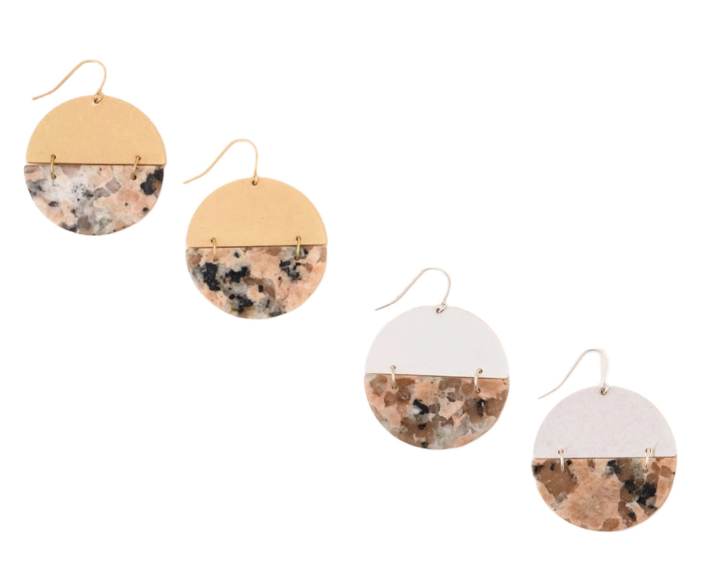 Stone Full Moon Earrings-Rhodonite  Scout Curated Wears   