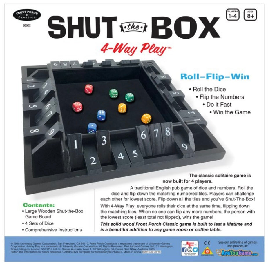 Shut the Box 4 Way Play  University Games   