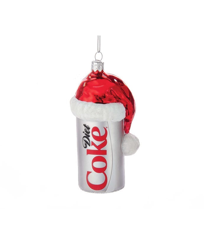 Diet Coke with Santa Hat Ornament  Kurt Adler   