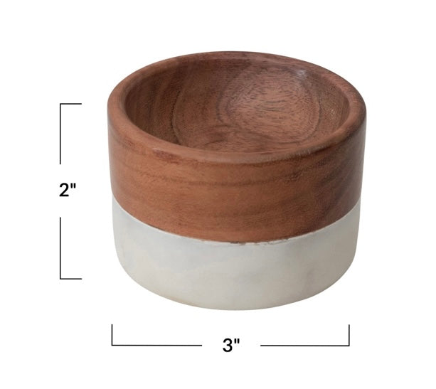 Marble & Acacia Wood Pinch Pot  Creative Co-Op   