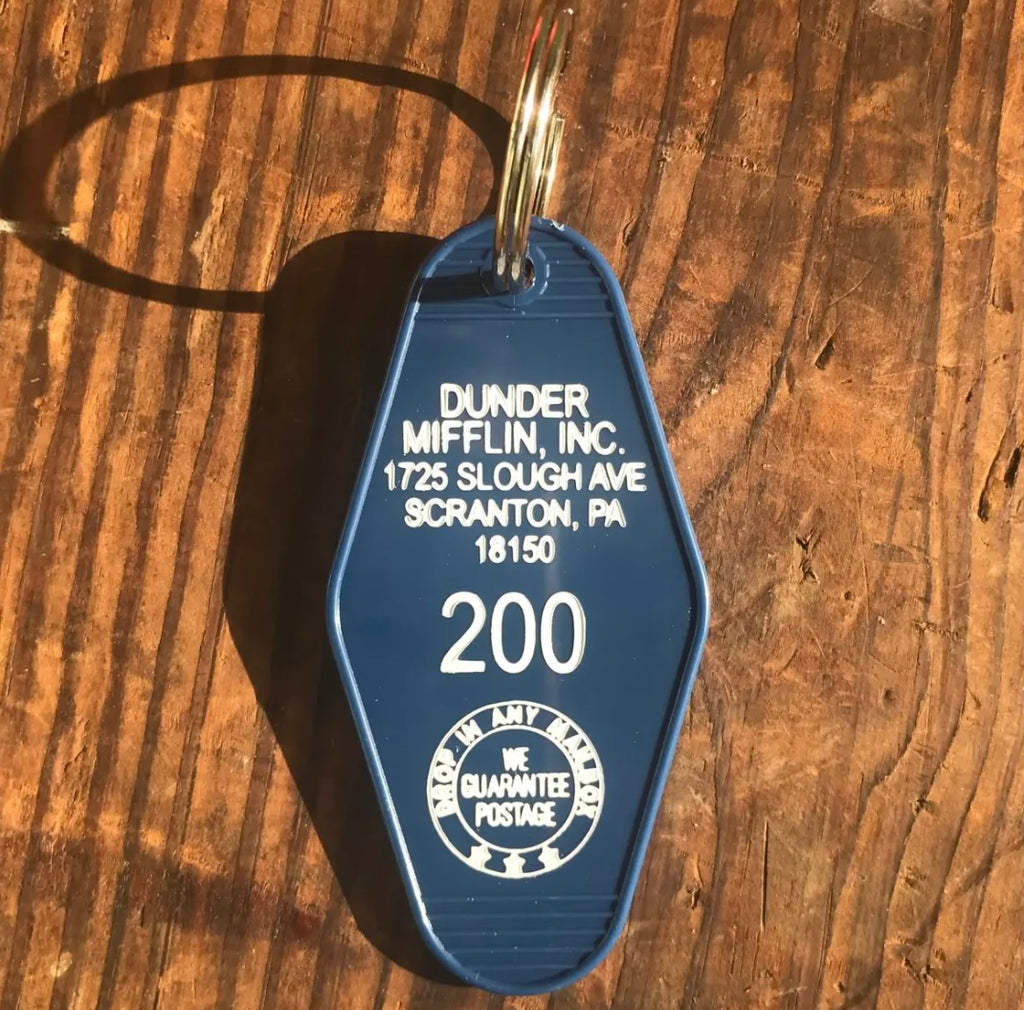 Pop Culture Motel Key Fobs  3 Sisters Design Co Dunder Mifflin  