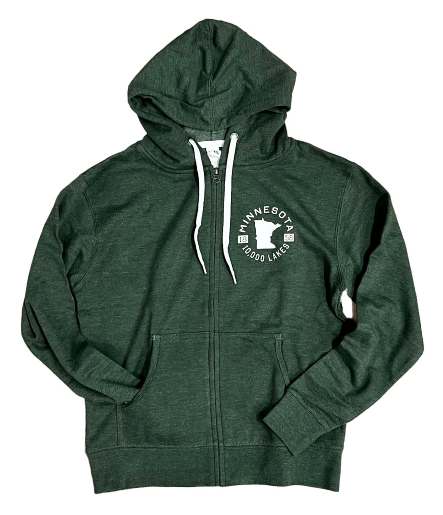 MN Full Zip Hoodies  Lakeshirts Heather Forest S 