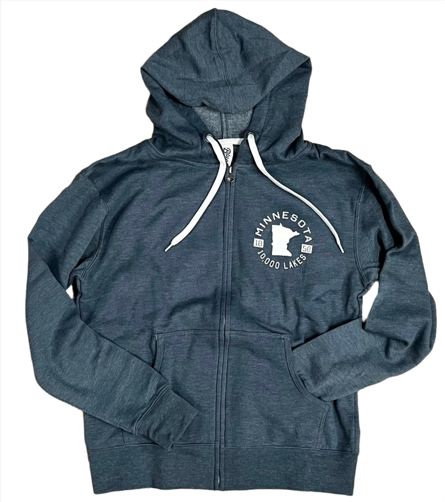 MN Full Zip Hoodies  Lakeshirts Heather Navy S 