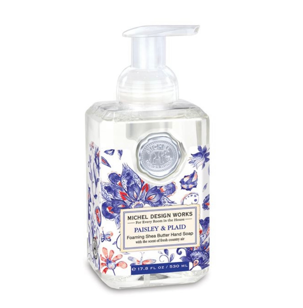 Paisley & Plaid Hand Soap & Candle  Michel Foaming Hand Soap  