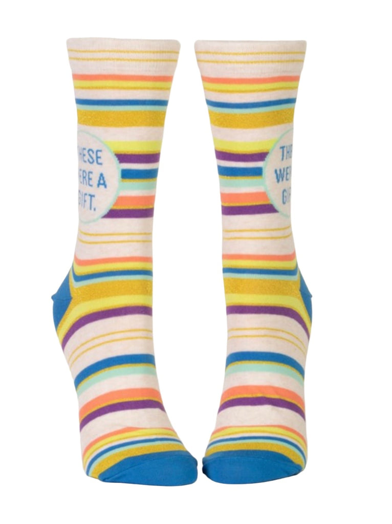 These Were A Gift Women's Crew Socks  Blue Q   