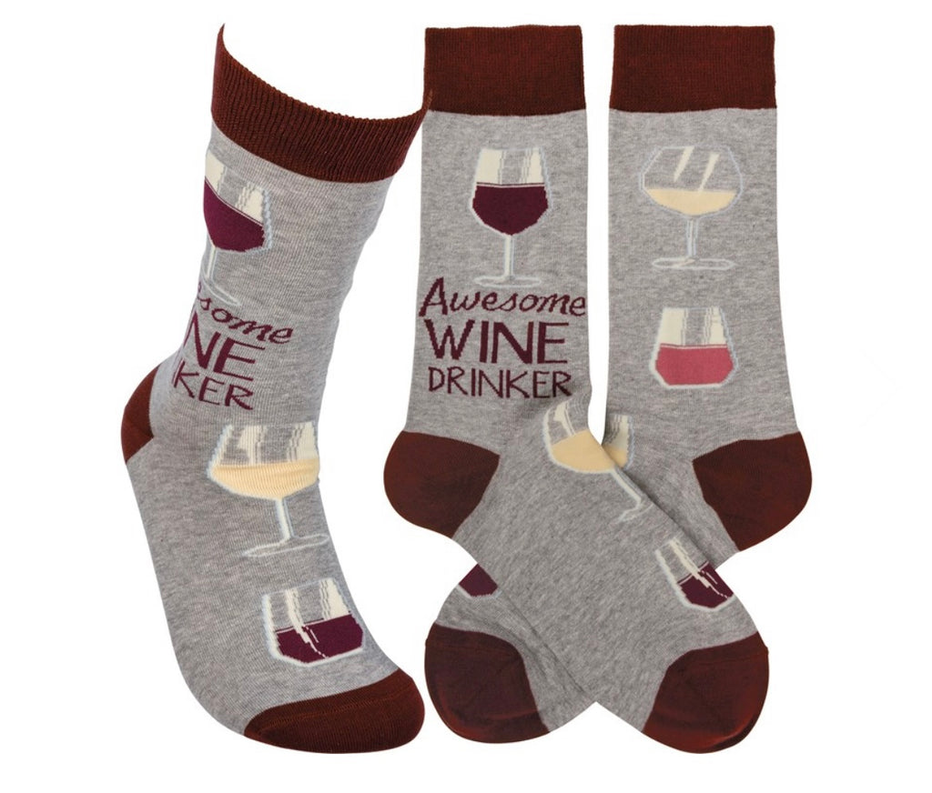 Awesome Wine Drinker Socks  Primitives by Kathy   