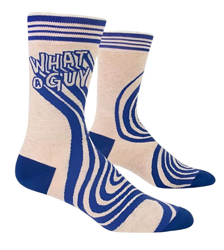 What a Guy Men's Crew Socks  Blue Q   