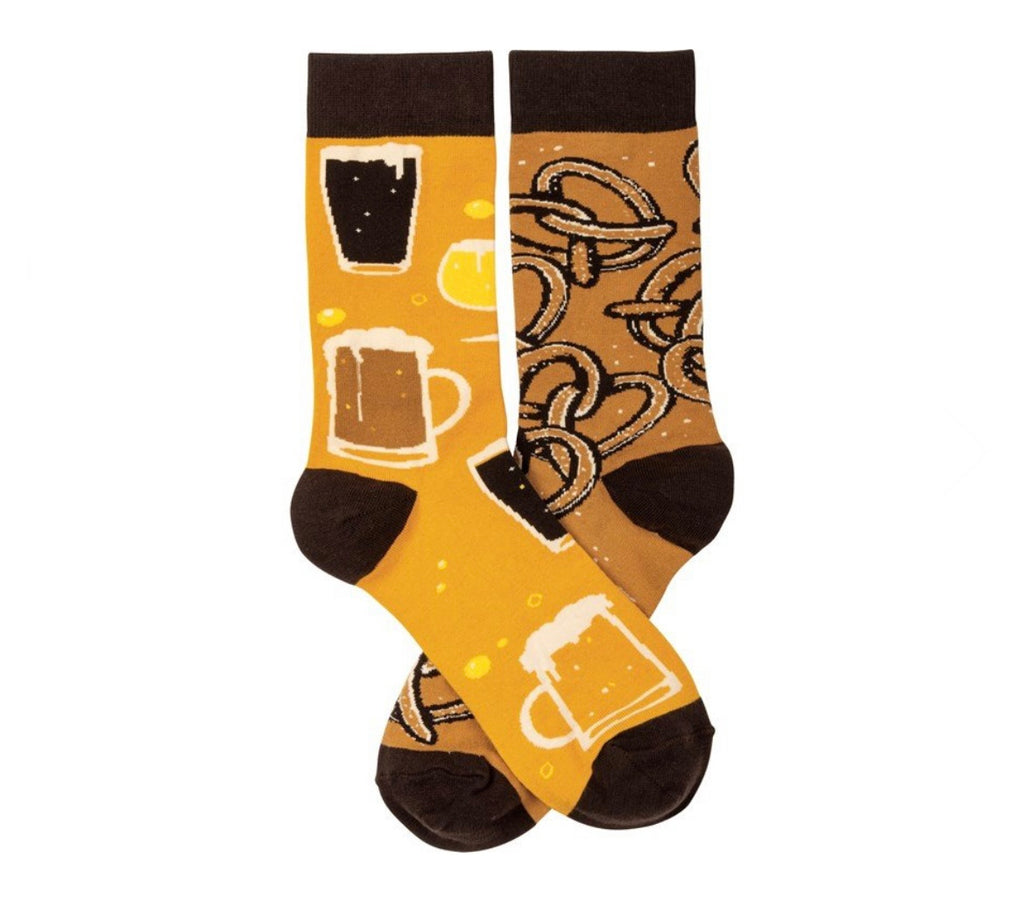 Favorite Food/Drink Combo Socks  Primitives by Kathy Beer & Pretzels  