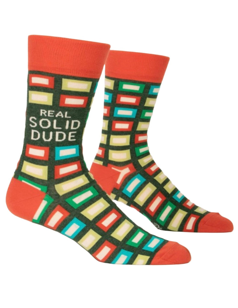 Real Solid Dude Men's Crew Socks  Blue Q   