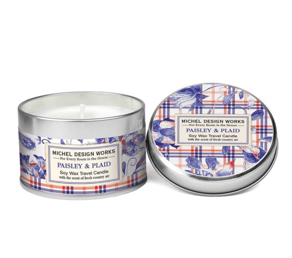 Paisley & Plaid Hand Soap & Candle  Michel Travel Candle  