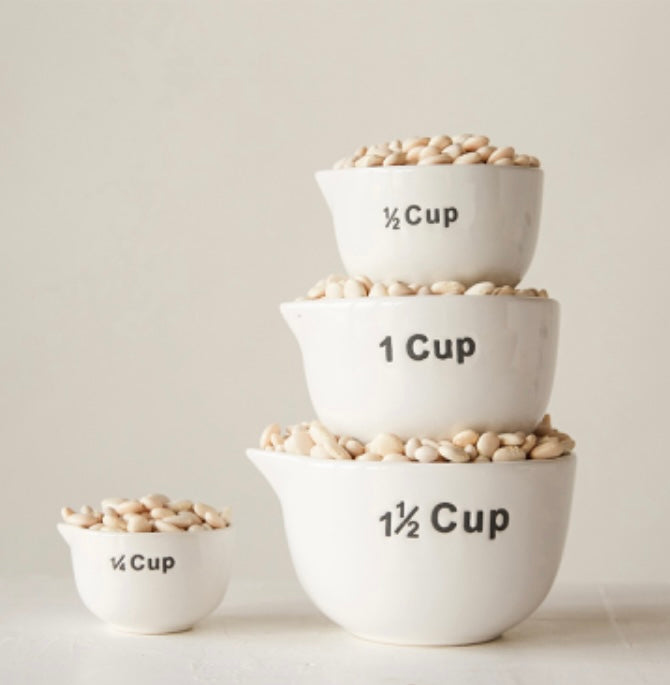 White Stoneware Measuring Cups Set  Creative Co-Op   