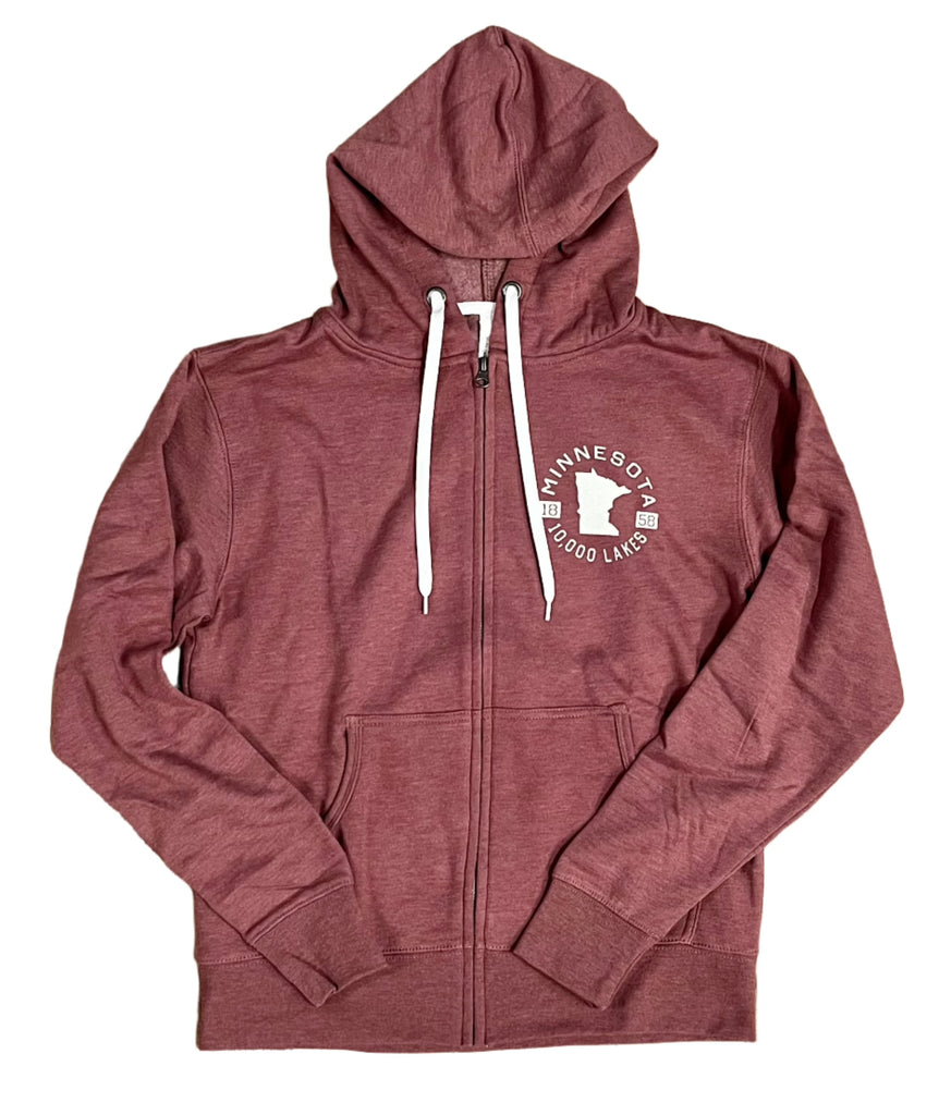 MN Full Zip Hoodies  Lakeshirts Heather Maroon S 