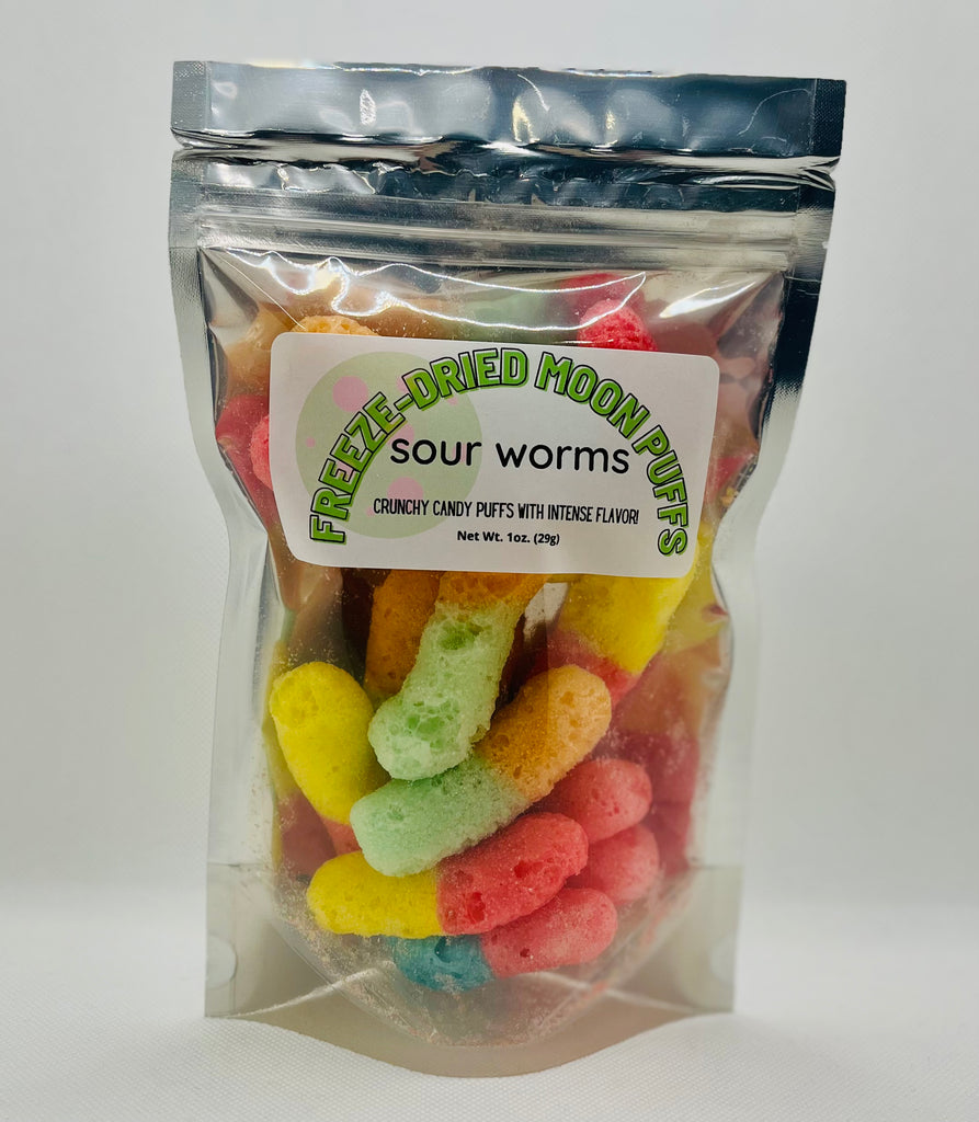 Freeze Dried Candy  Freeze Dried Moon Puffs Gummy Sour Worms  