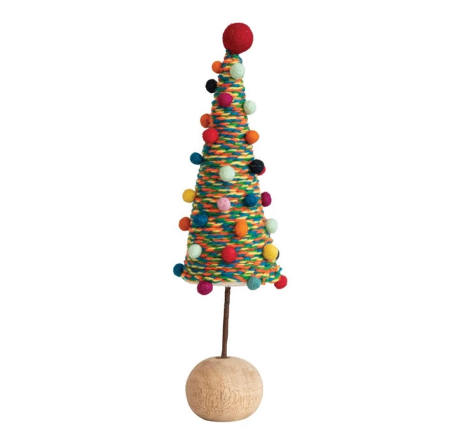 Multi Color Felt Tree w/ Pom Poms  Creative Co-Op   