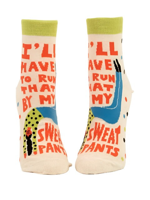 I'll Have to Run That By My Sweatpants Women's Ankle Socks  Blue Q   