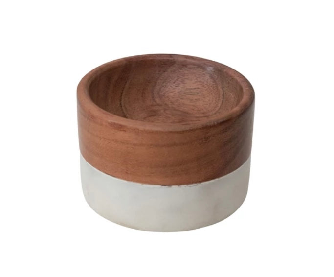 Marble & Acacia Wood Pinch Pot  Creative Co-Op   