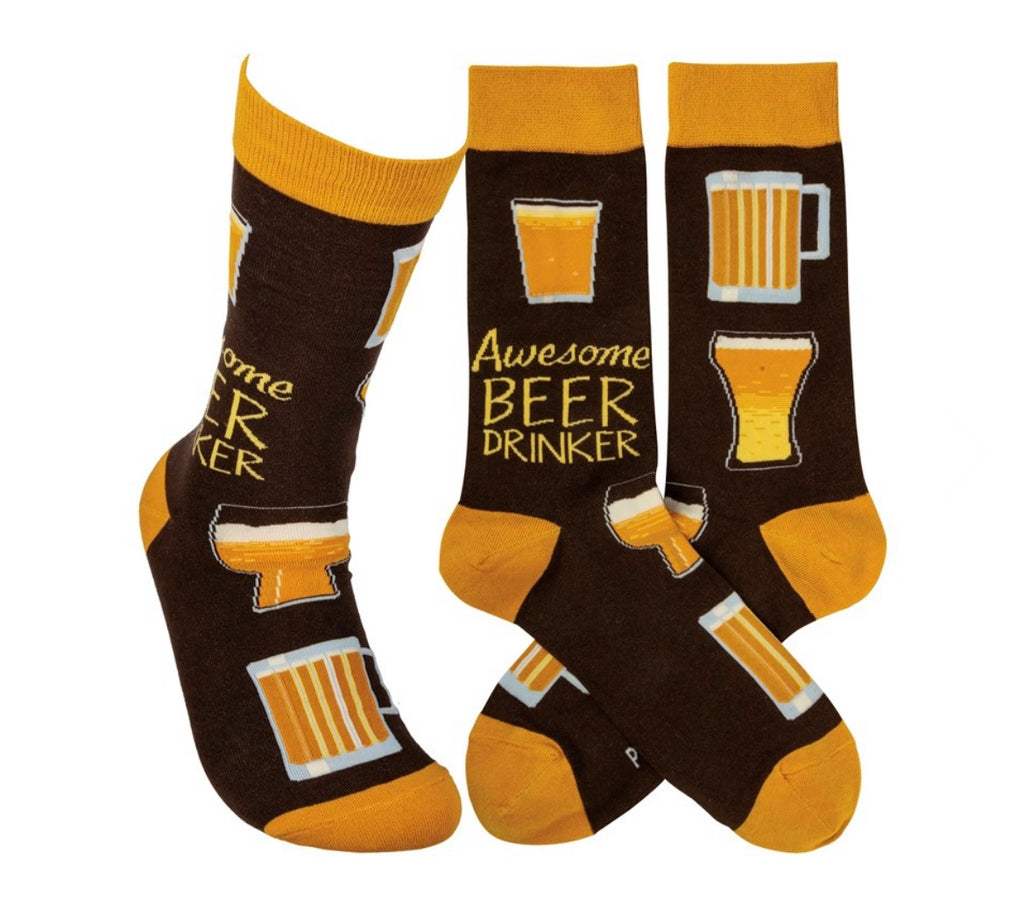 Awesome Beer Drinker Socks  Primitives by Kathy   