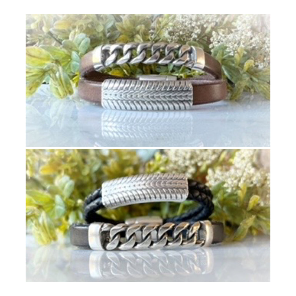 Men's Leather Bracelets  Calla Lily   