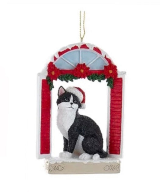 Christmas Cat Personalized Ornament  Kurt Adler Black  