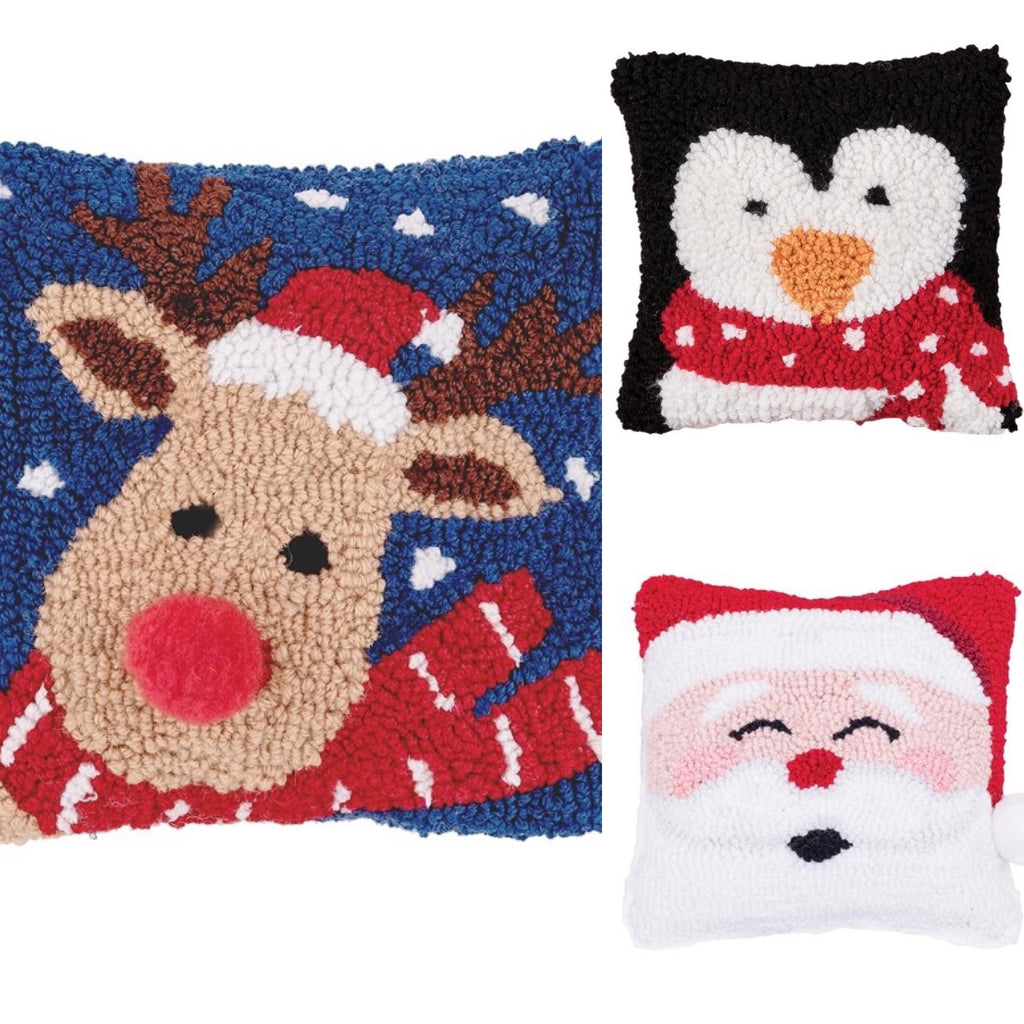 Mini Holiday Hooked Pillows  C & F   