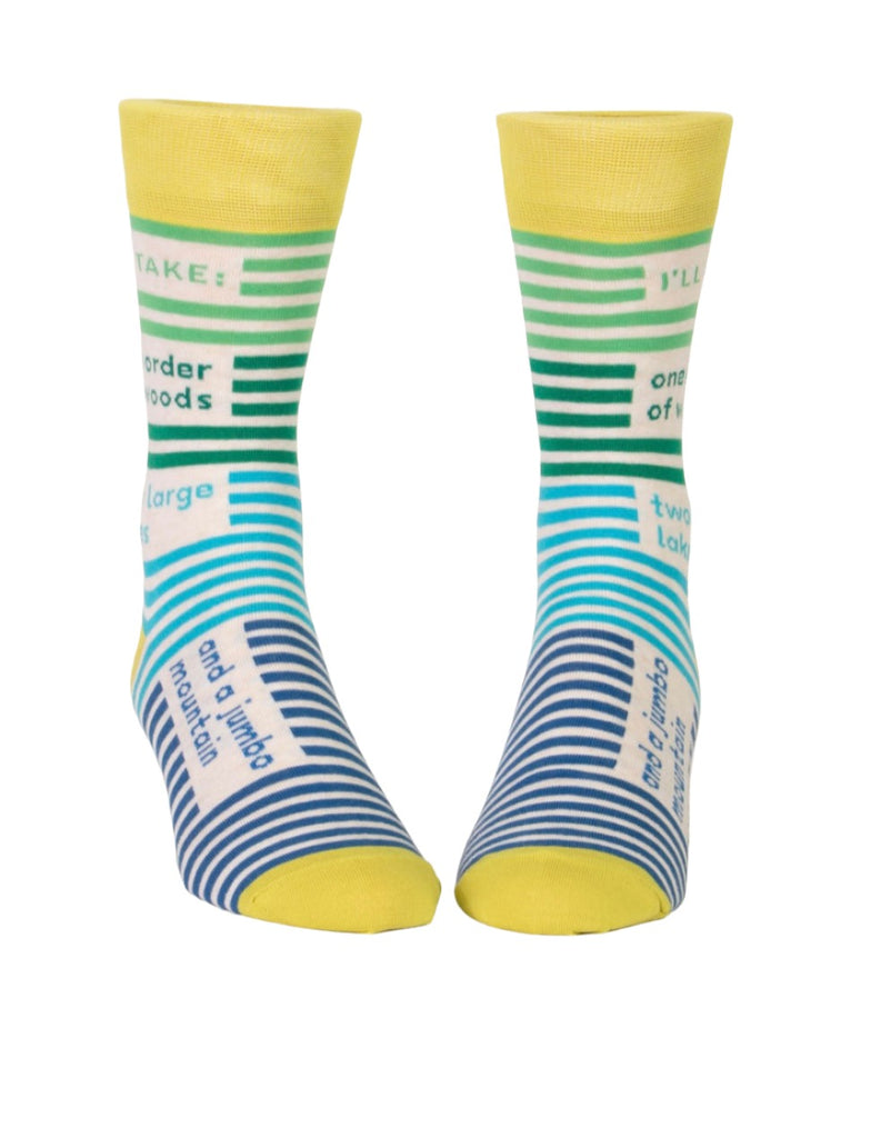 I'll Take One Order of Woods...Men's Crew Socks  Blue Q   