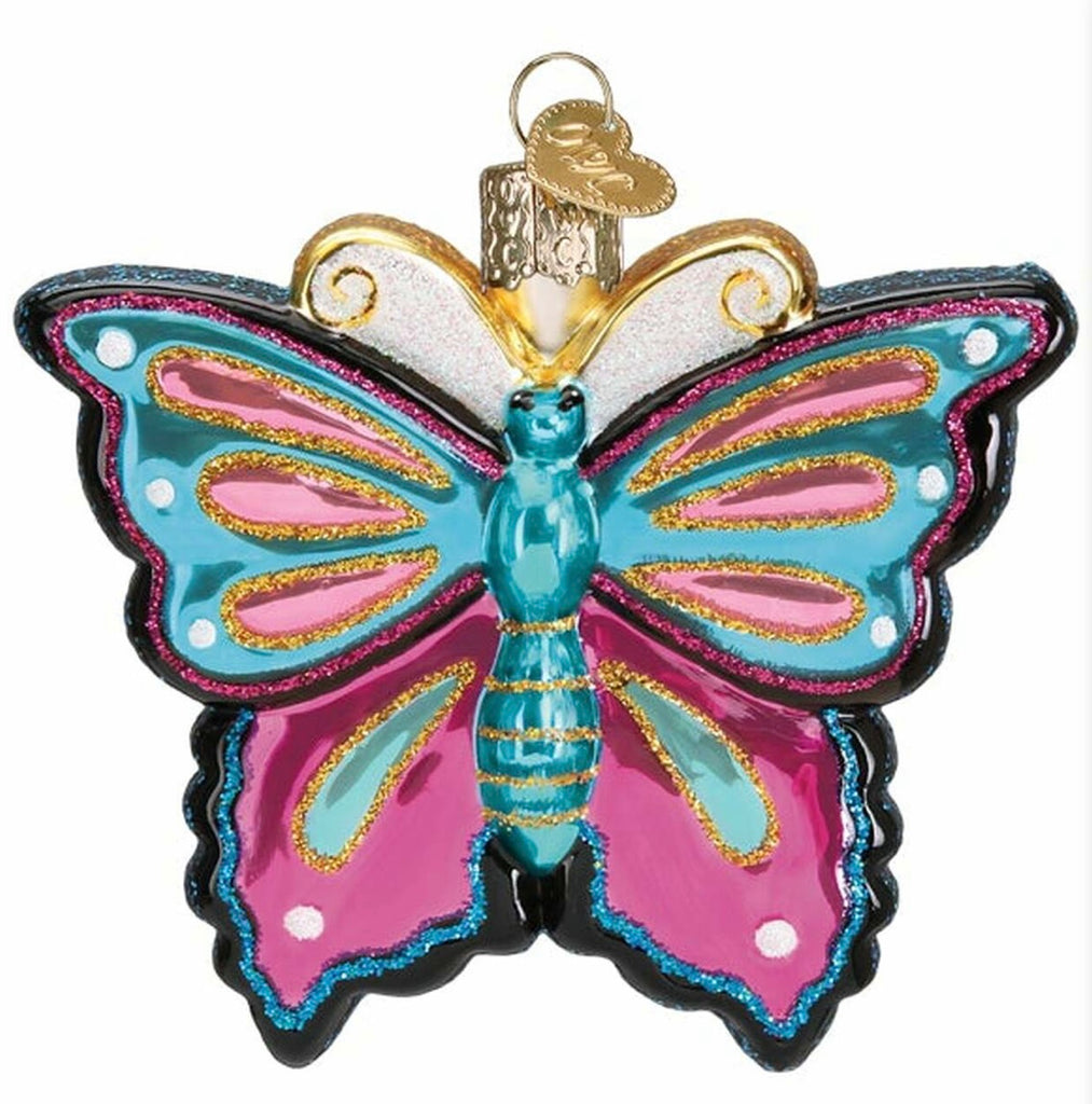 Fanciful Butterfly Glass Ornament  Old World Christmas   