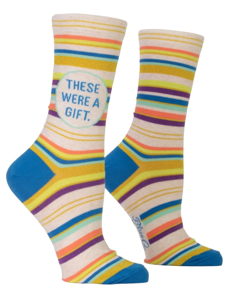 These Were A Gift Women's Crew Socks  Blue Q   