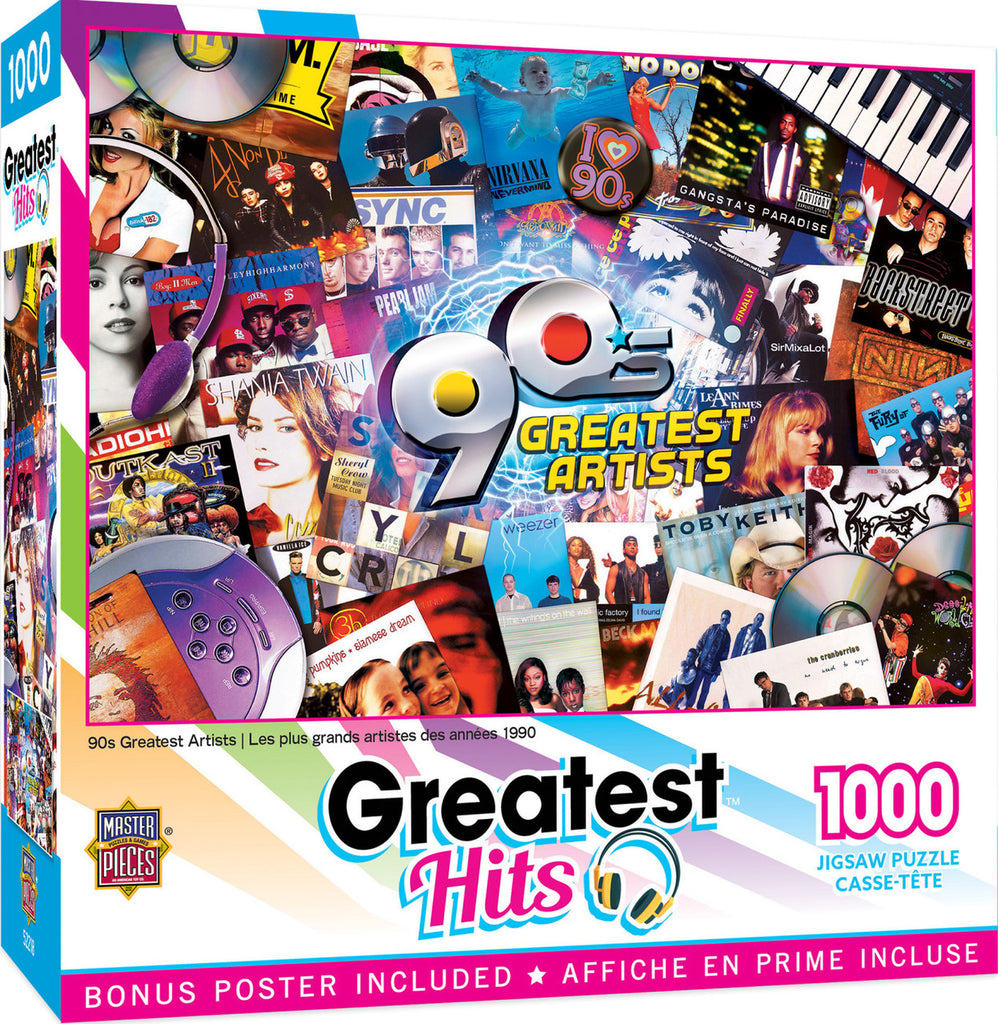 90's Greatest Hits 1000 Piece Puzzle  Masterpieces   